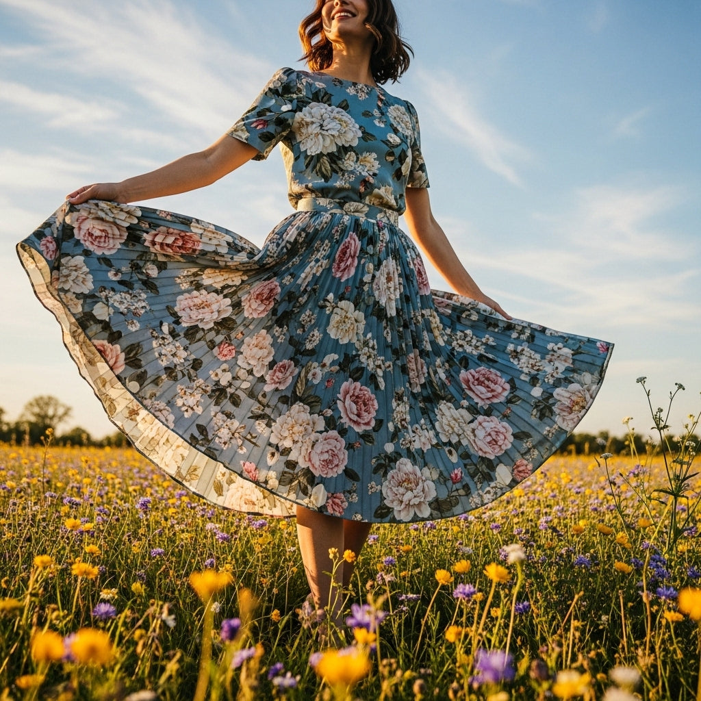 Vintage Floral Midi Skirt